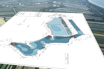 Surimpression of bathymetric and topographic survey of CULTIMAR.